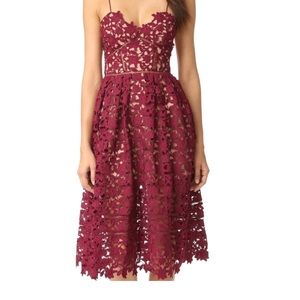 Self-Portrait Burgundy Azaelea Cocktail Dress